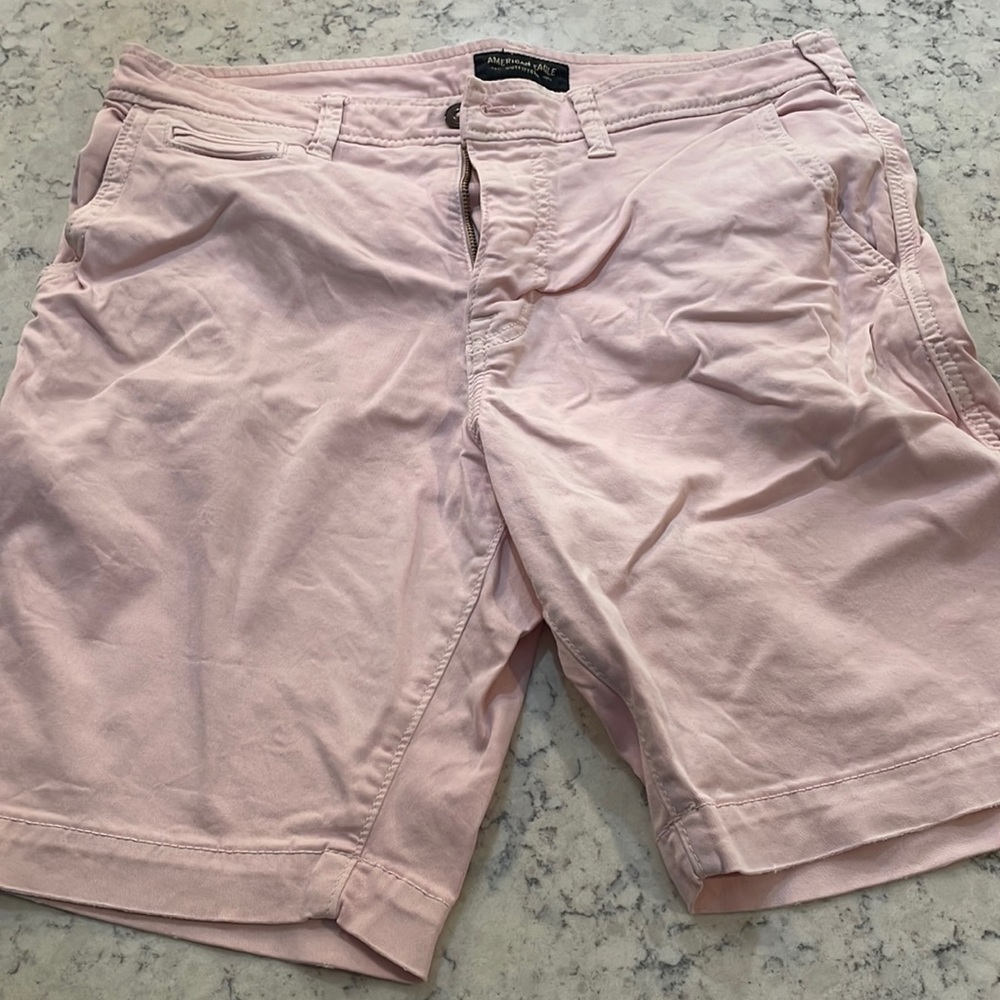 American Eagle outfitters, pink flat front shorts size 32